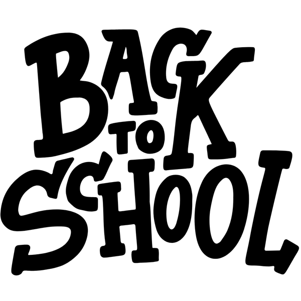  white background with black text that reads back to school